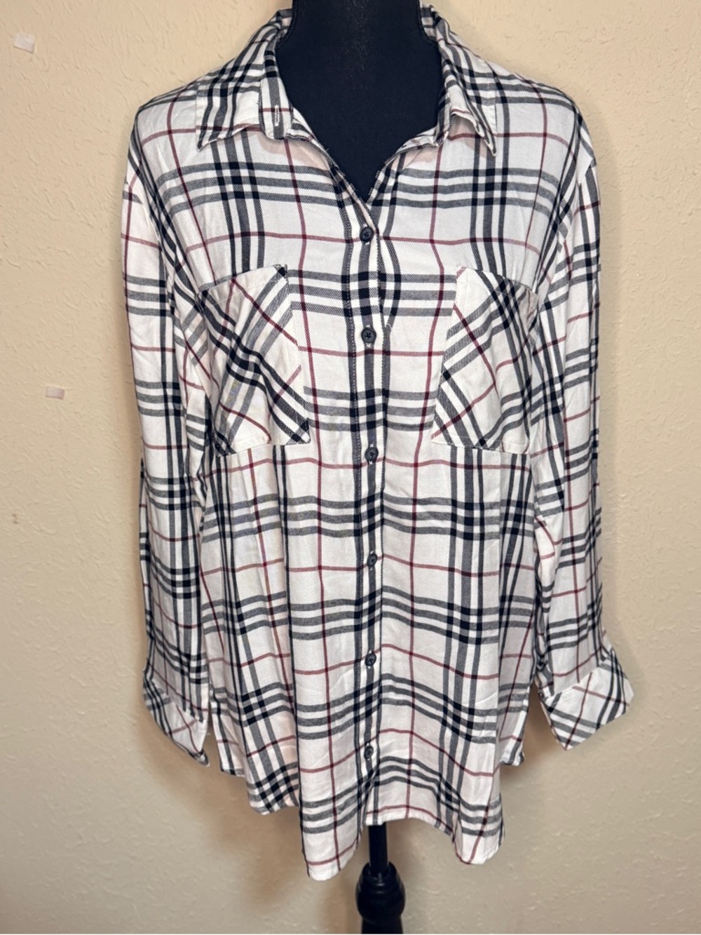 Sanctuary Women’s Medium NWT Plaid Button-Up Shirt Career Office Casual